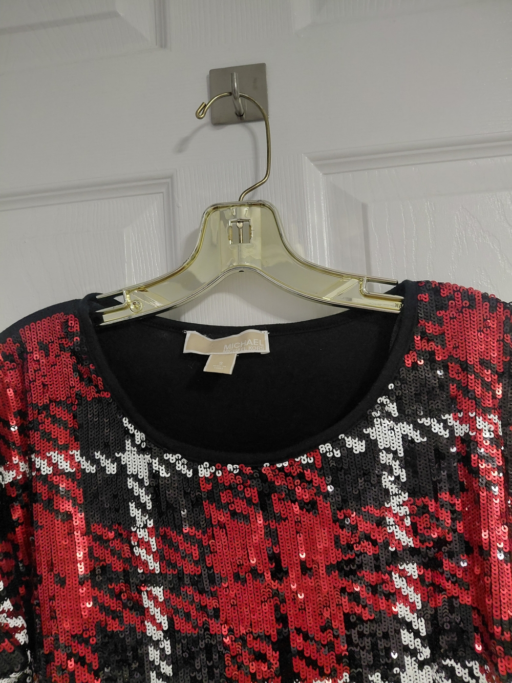 Michael Kors Red & Black Sequin Women's Top